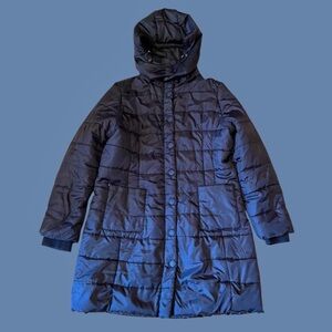 Alison Sheri Collection Black Quilted/Puffer Coat Women’s Size L Removable Hood